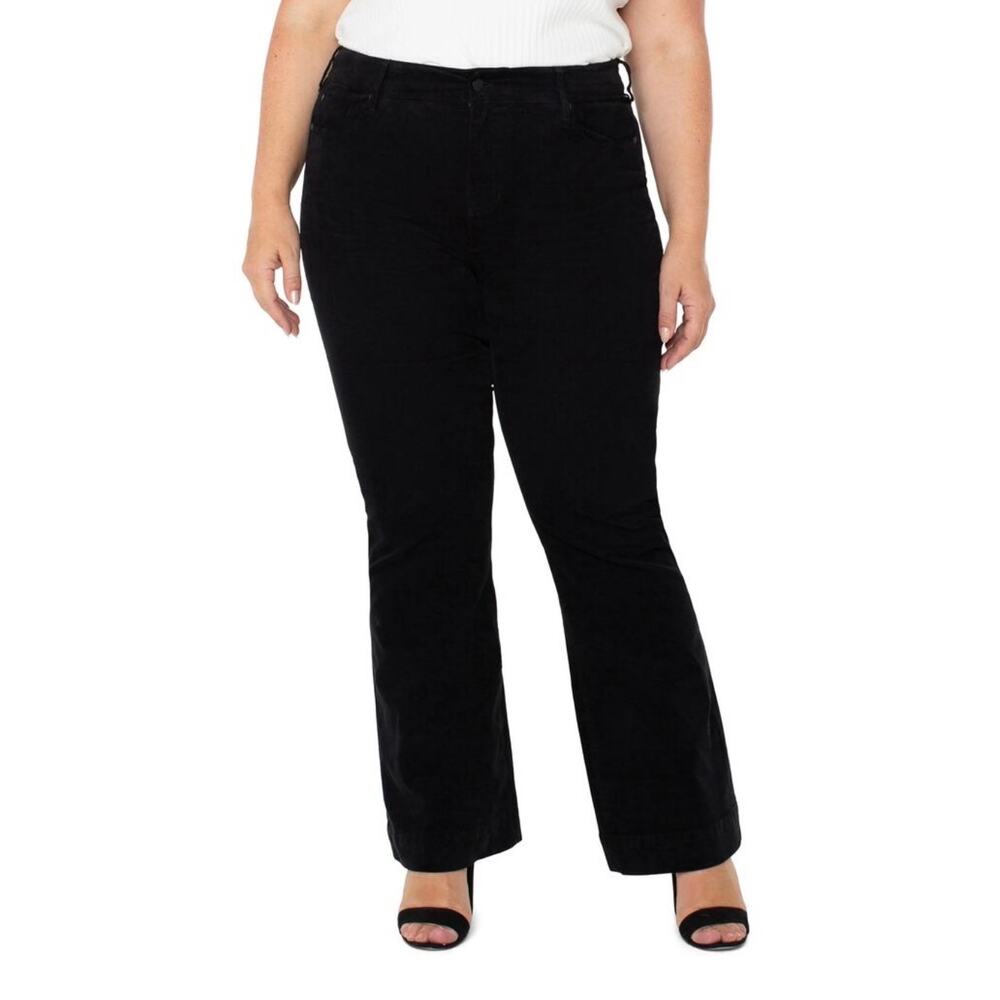 Liverpool Corduroy Jeans Womens 18W Hannah Flare Black Mid Rise Stretch Plus NWT